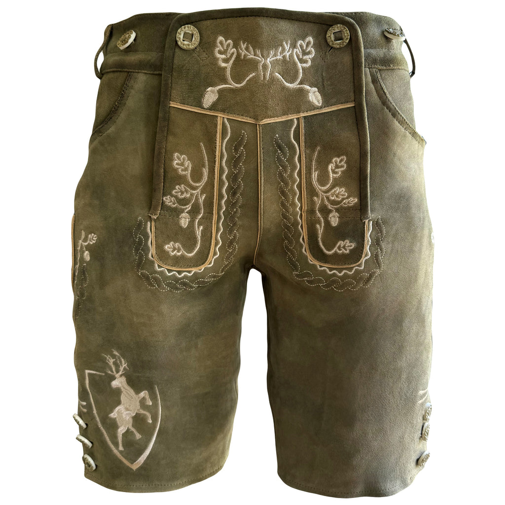 Lederhose Wildbock - olive - SET mit Hosenträgern