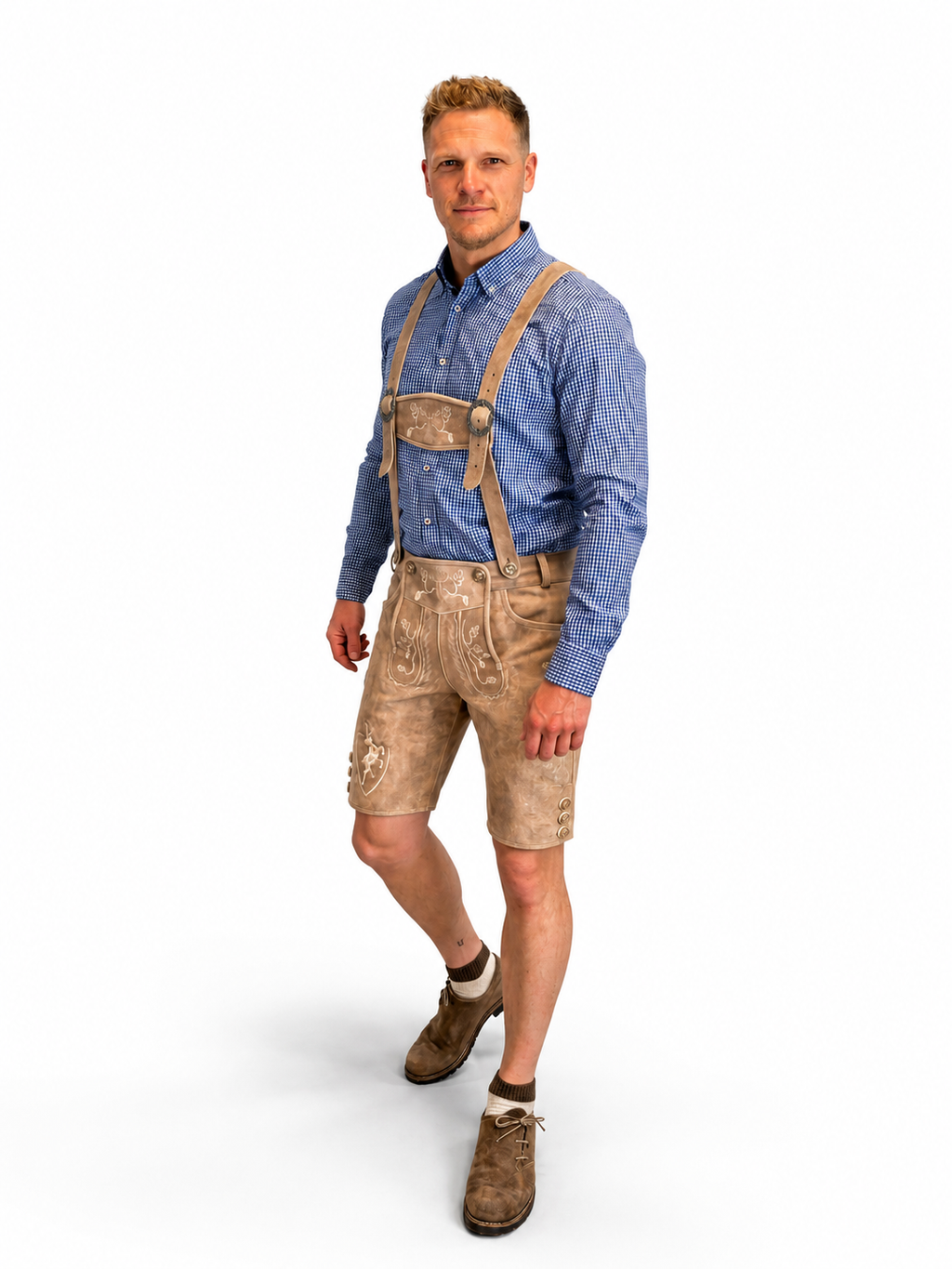 Lederhose Wildbock - Fels & Eiche - SET mit Hosenträgern
