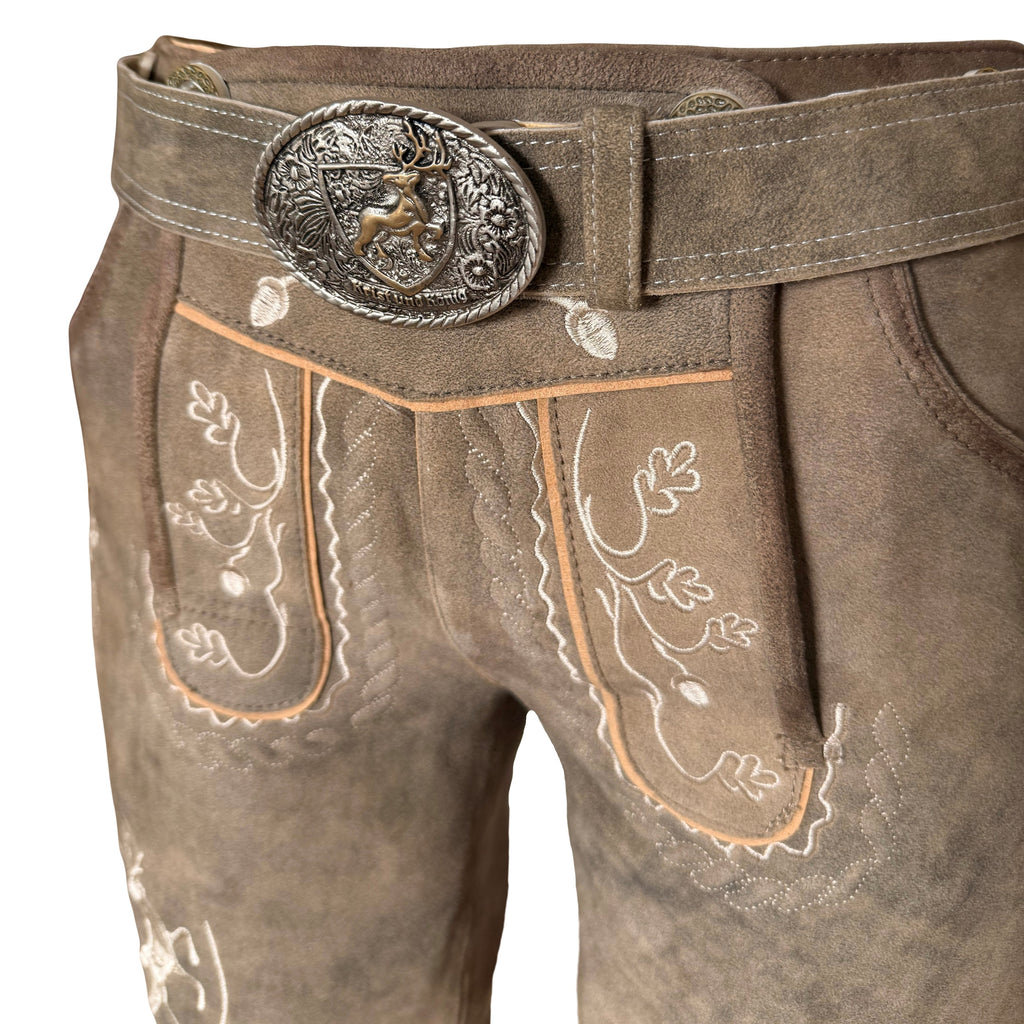 Lederhose Wildbock - braun - SET mit Gürtel