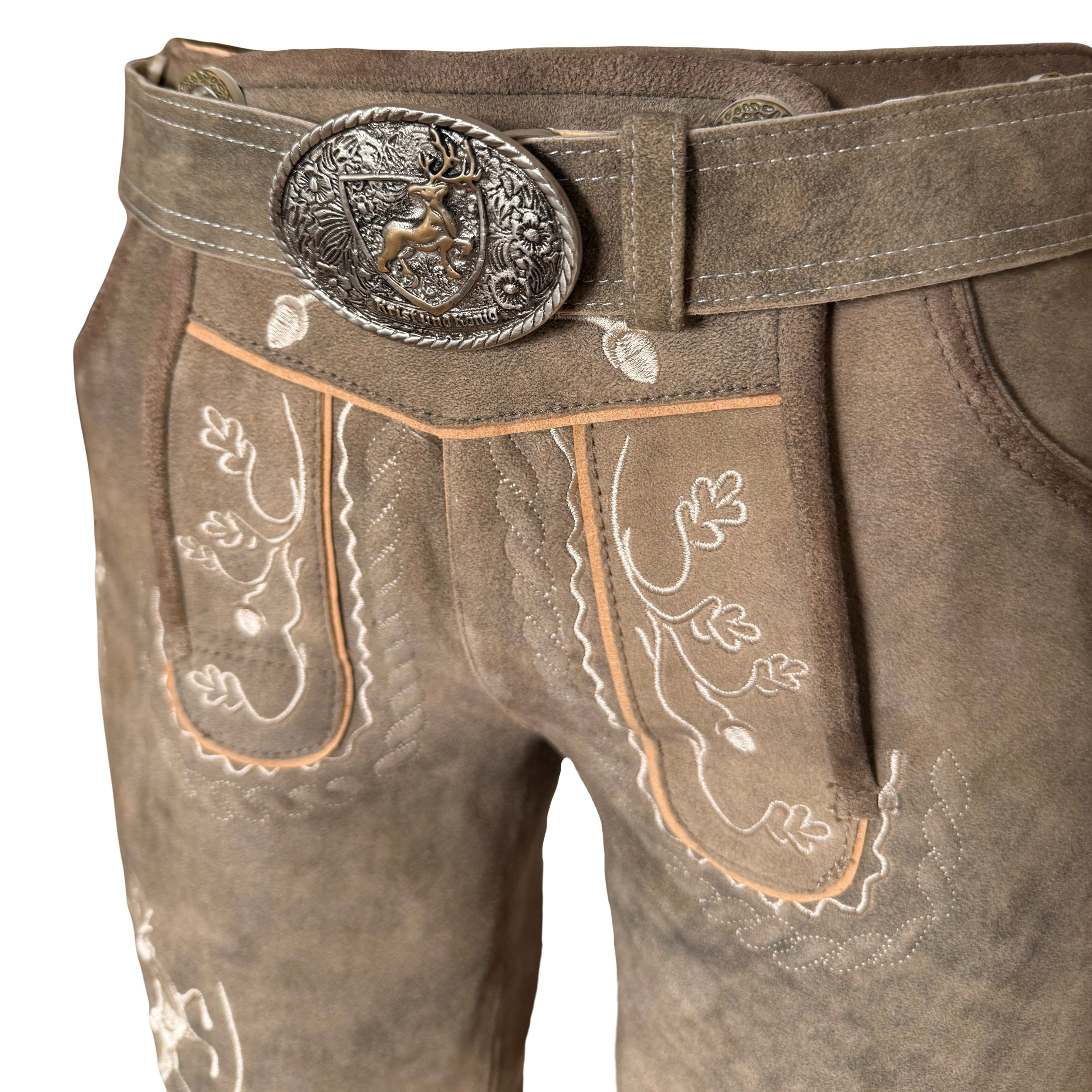 Lederhose Wildbock - braun - SET mit Gürtel