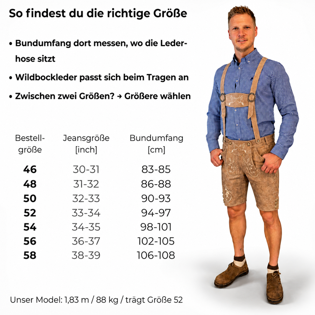 Lederhose Wildbock - Fels & Eiche - SET mit Hosenträgern