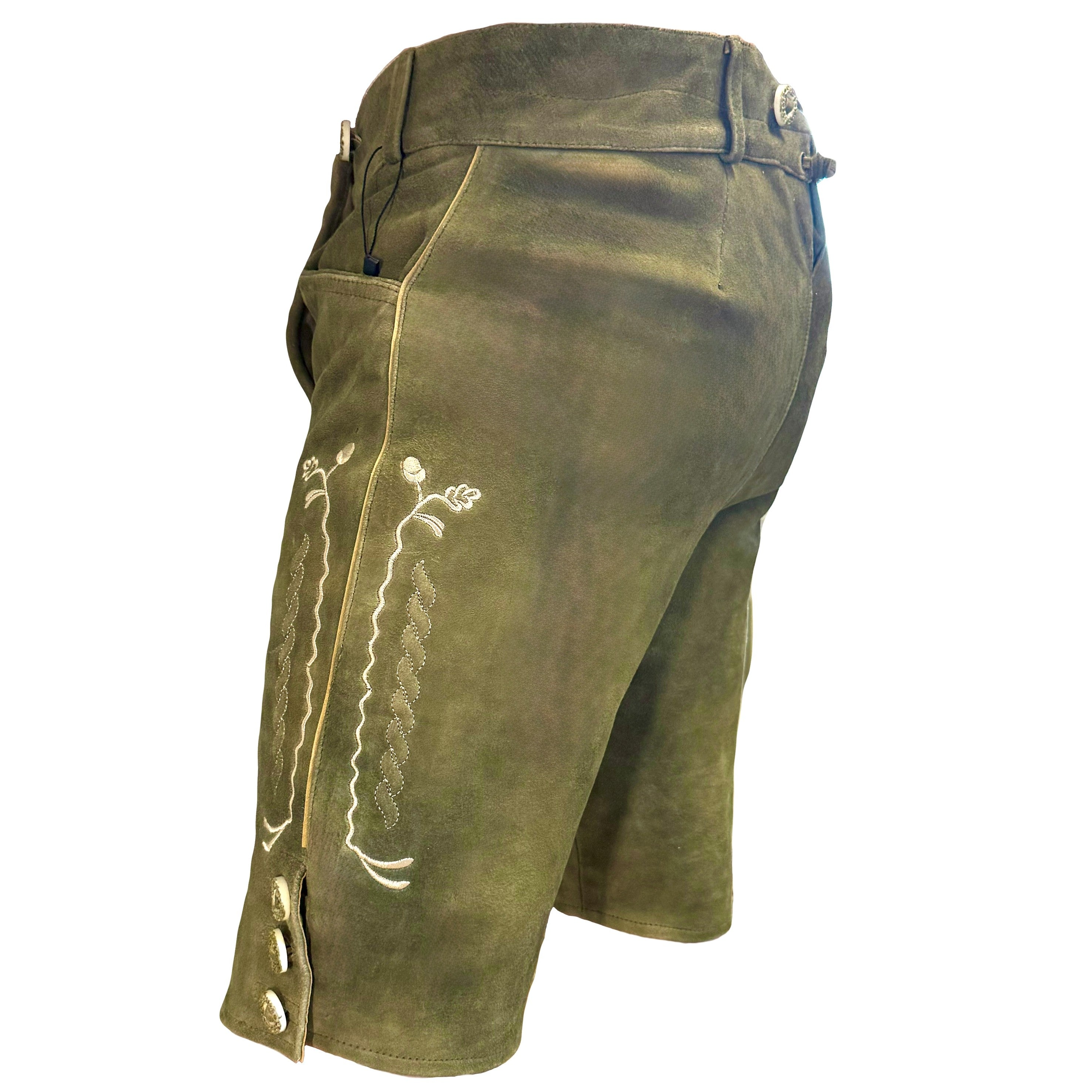 Lederhose Wildbock - olive - SET mit Hosenträgern