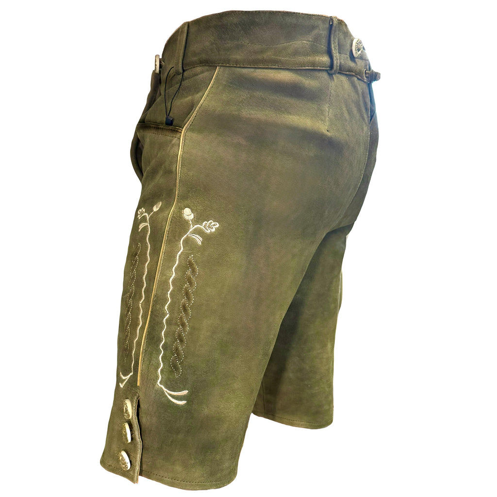 Lederhose Wildbock - olive - SET mit Hosenträgern