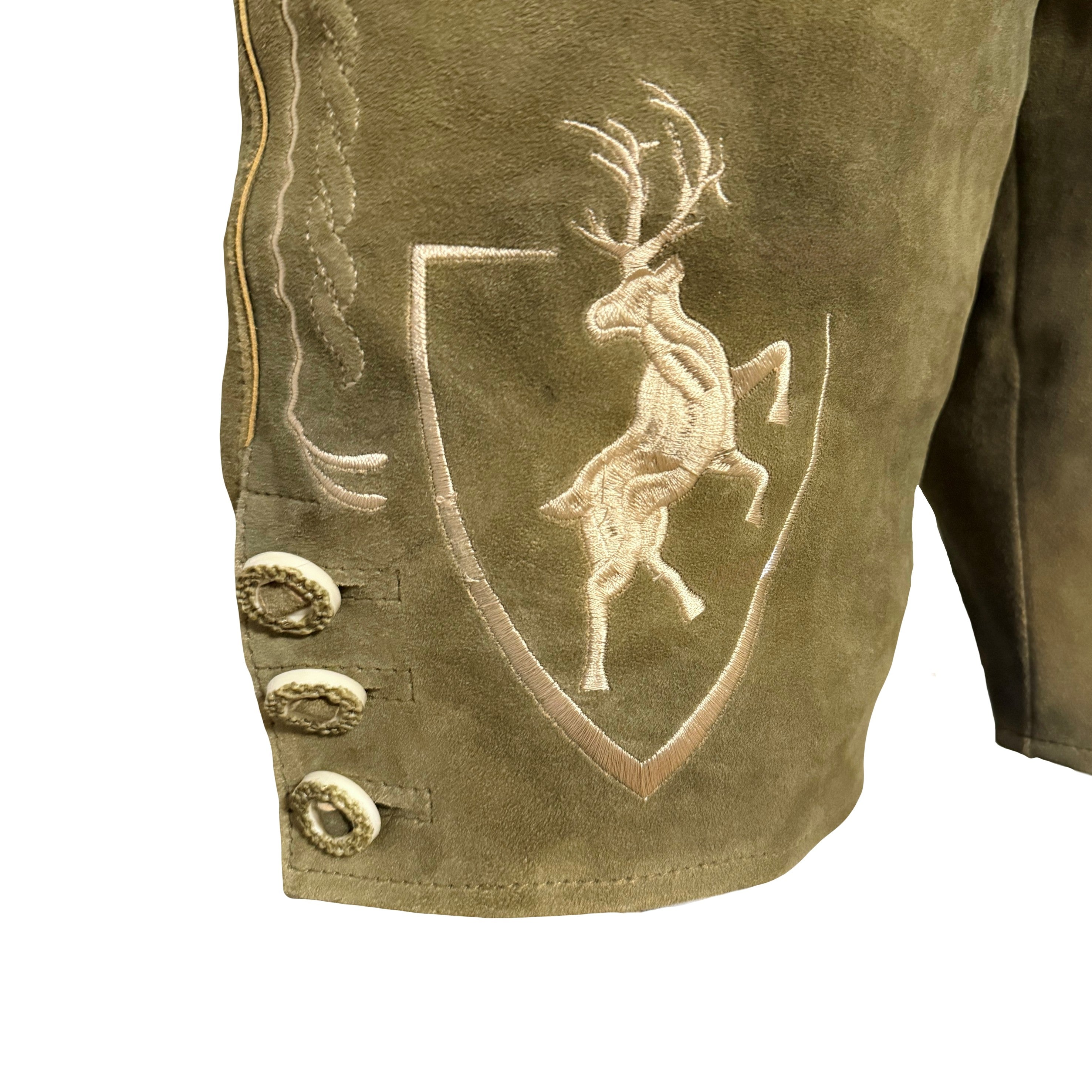 Lederhose Wildbock - olive - SET mit Hosenträgern