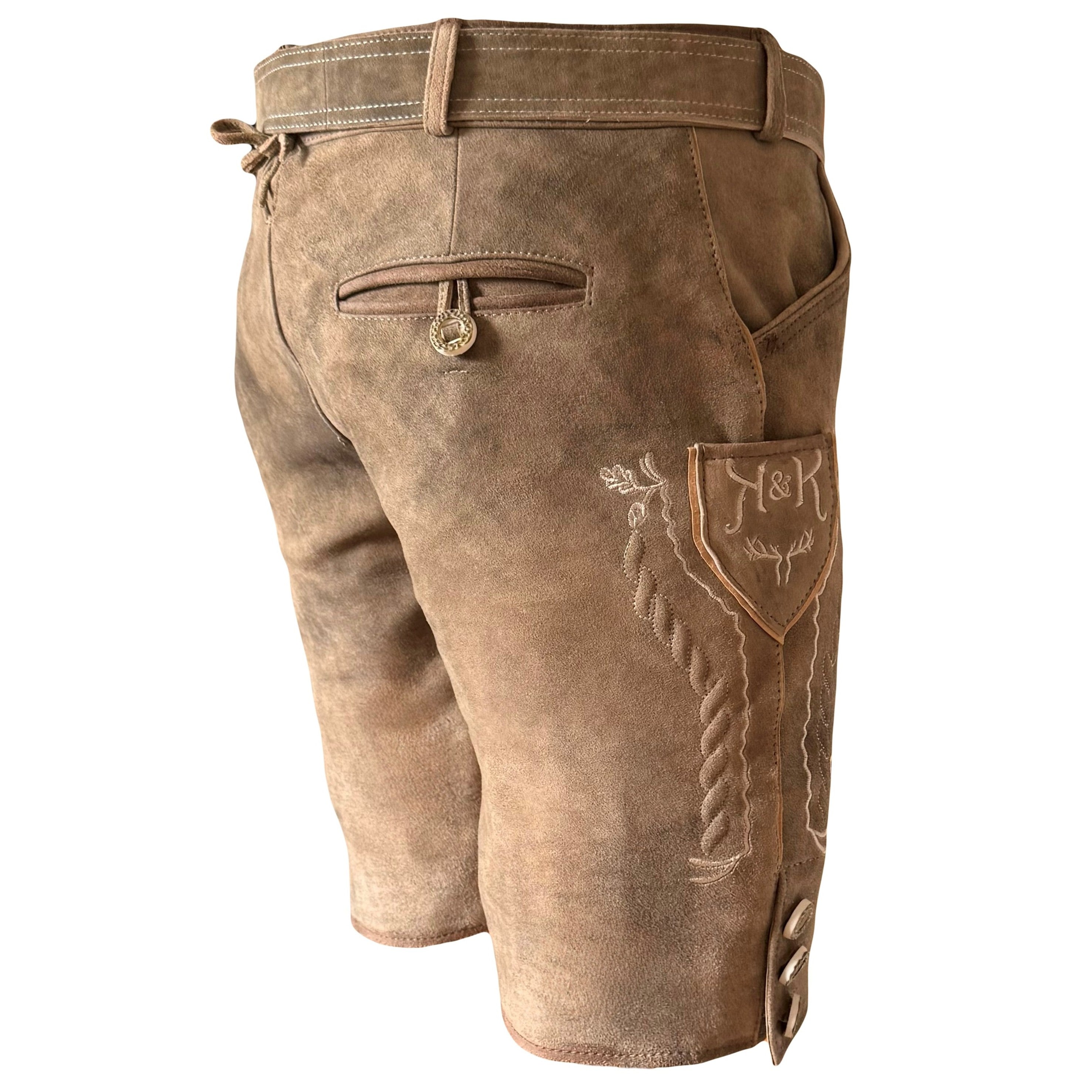 Lederhose Wildbock - braun - SET mit Gürtel