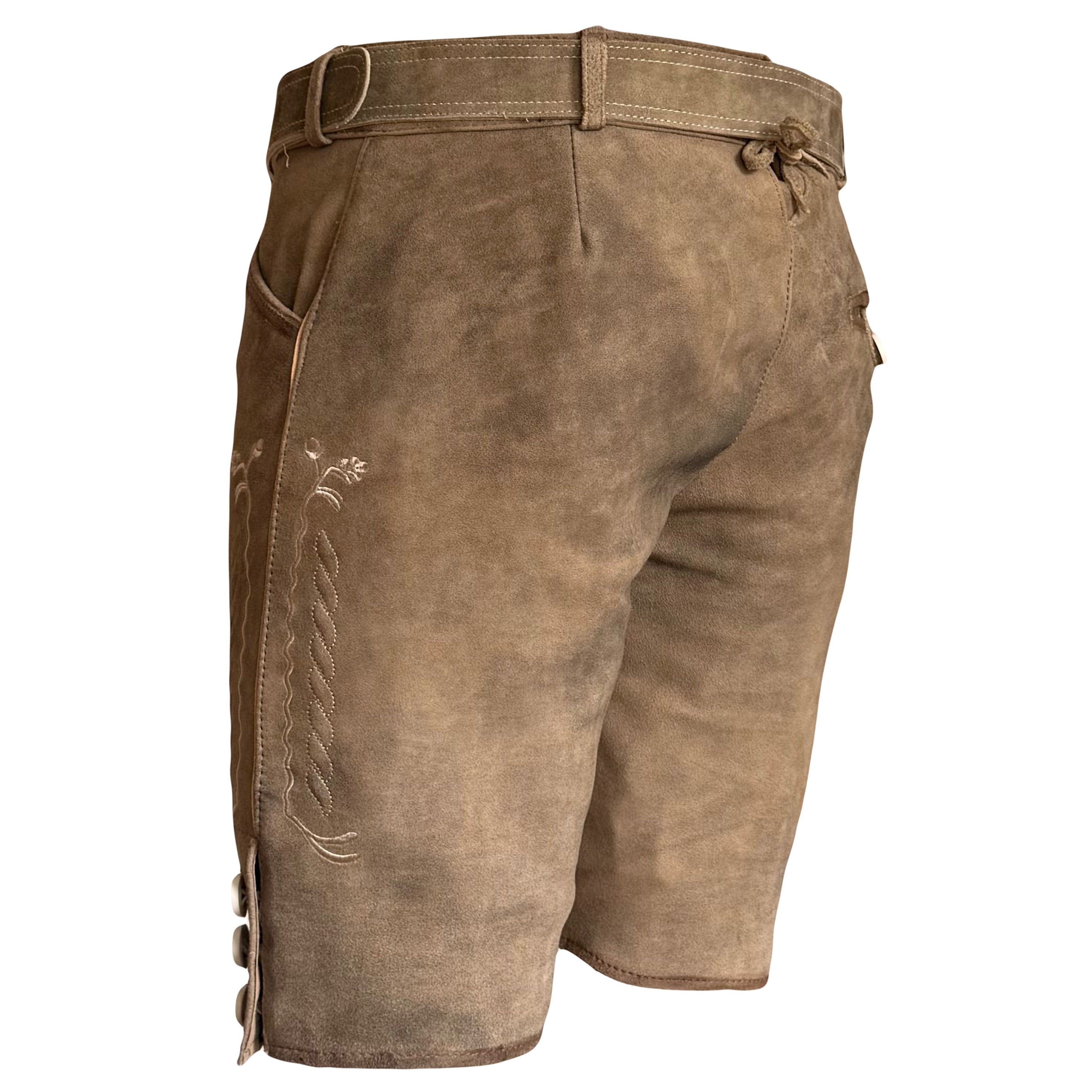 Lederhose Wildbock - braun - SET mit Gürtel
